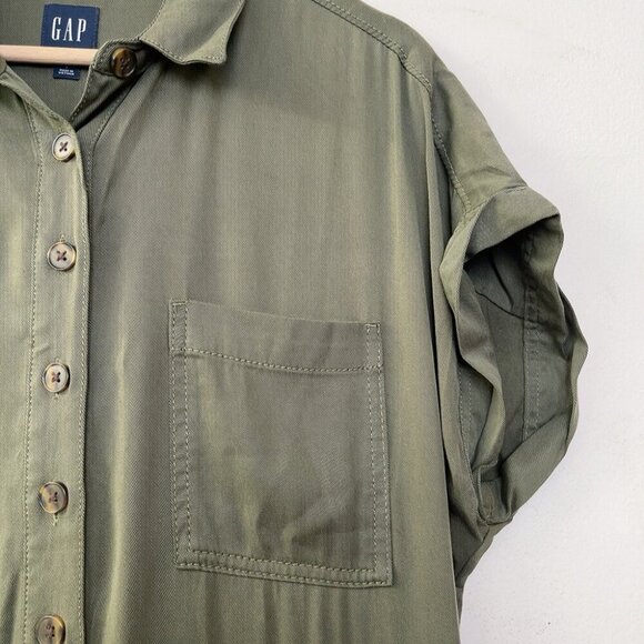 Gap Womens 6 Short Sleeve Khaki Green Romper Utility Jumpsuit - Picture 7 of 15